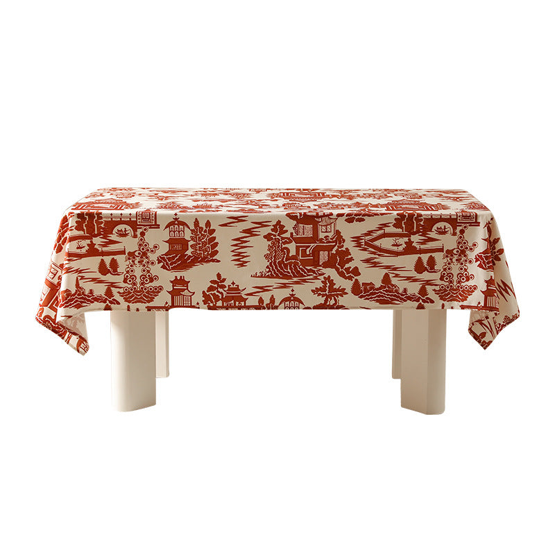 Rectangular wipeable tablecloth in semicircle jacquard with easy-care coating