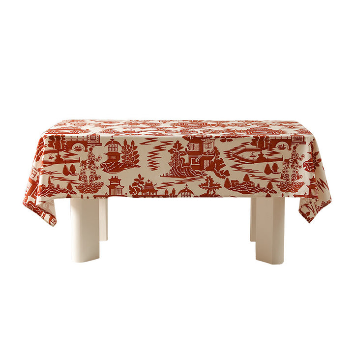 Rectangular wipeable tablecloth in semicircle jacquard with easy-care coating