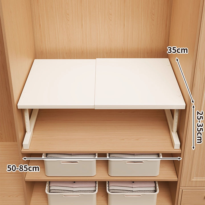 Adjustable Foldable Wardrobe Shelf Organizer with Height-Adjustable Support
