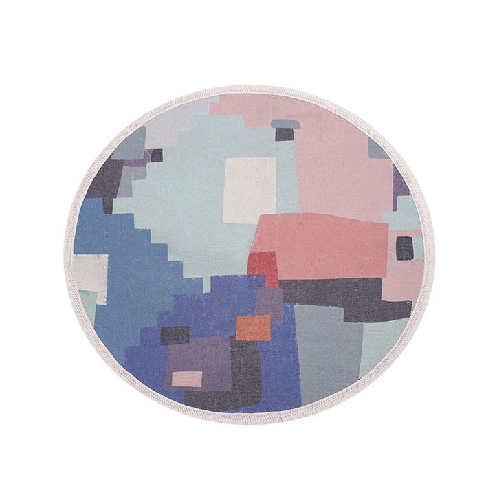 Round Decorative Living Room Carpet with Modern Geometric Pattern