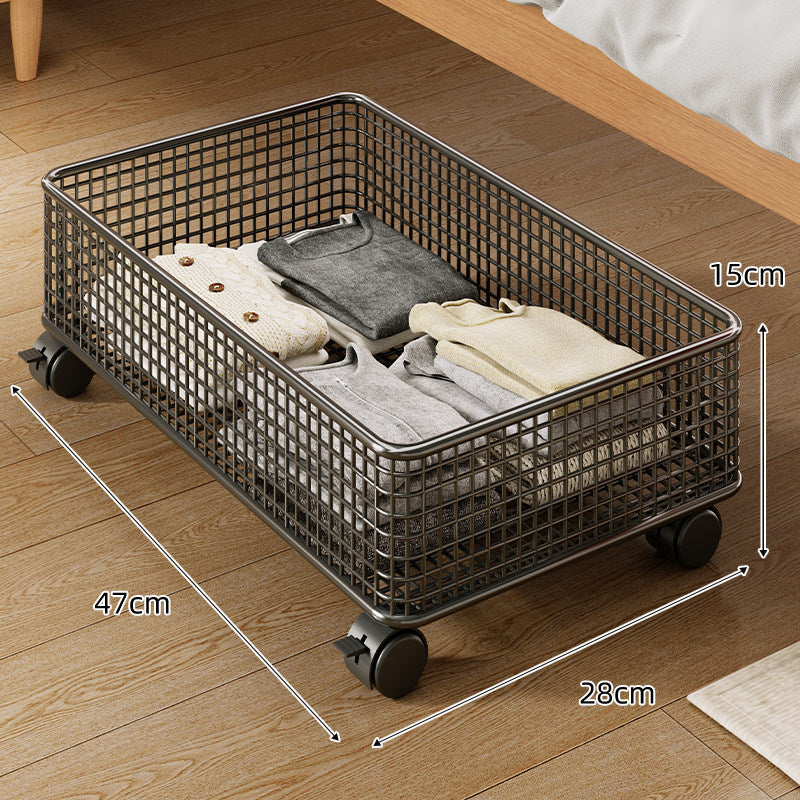 Large Metal Grid Under-Bed Storage Basket