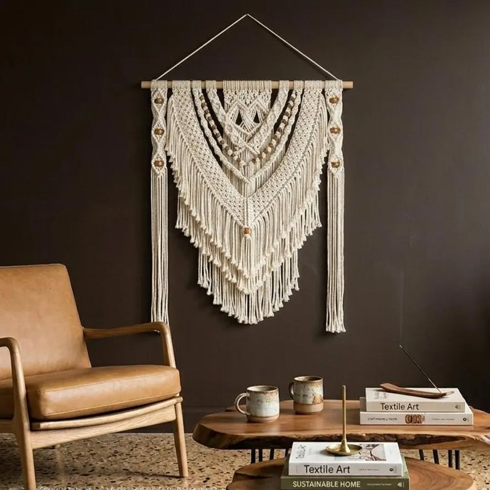 Macramé wall decoration with creative fringes