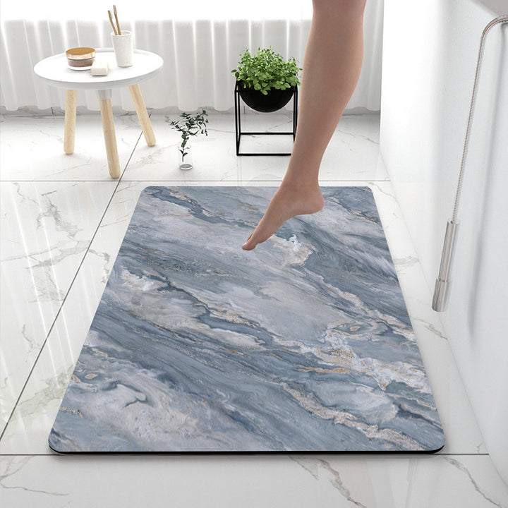 Soft Print Abstract Marble Bath Mat