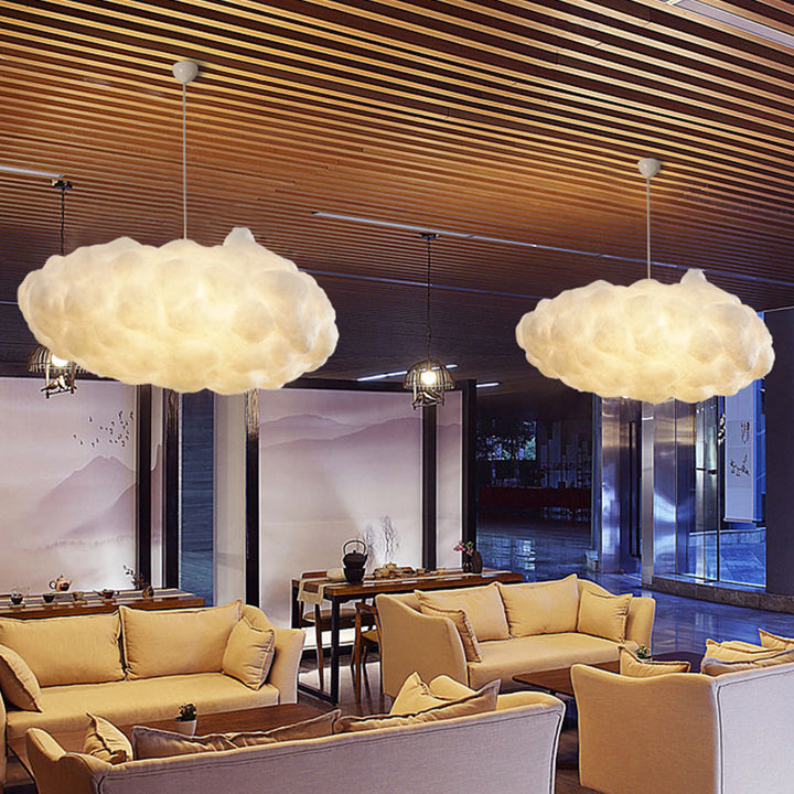 Cloud-shaped ambient pendant light with adjustable cable and E27 socket