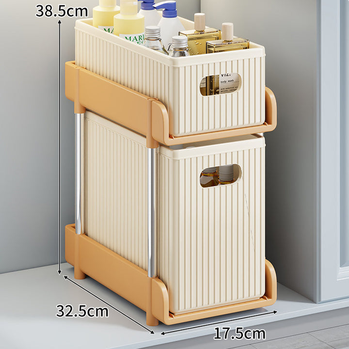Slim Rolling Gap Storage Cart with Removable Inner Bin and Top Organizer