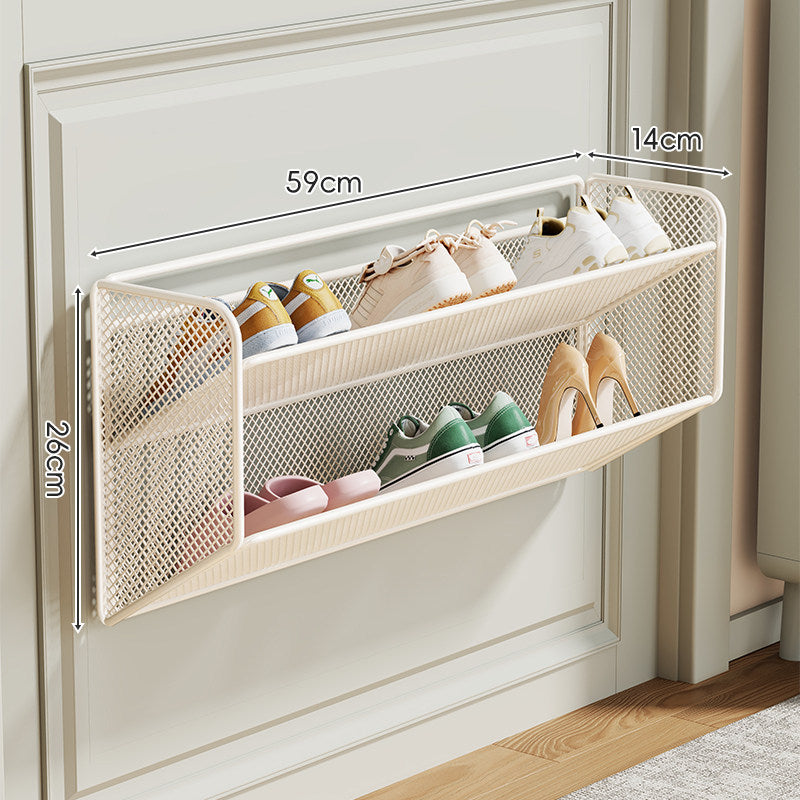 Wall-Mounted Slim Drop-Down Mesh Shoe Shelf Rack