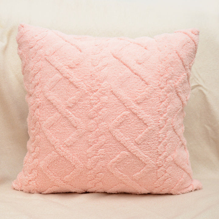 Textured Plush Shag Square Decorative Throw Pillow Cover with Geometric Tufting