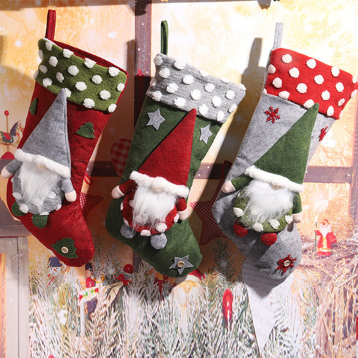 Cute Christmas stocking with gnome motif