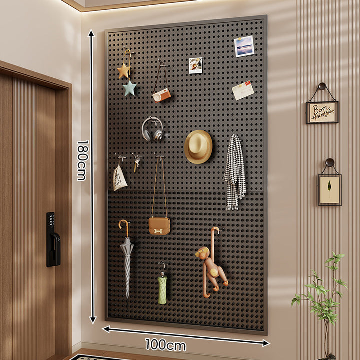 Wall-Mounted Perforated Pegboard Organizer Panel with Metal Frame