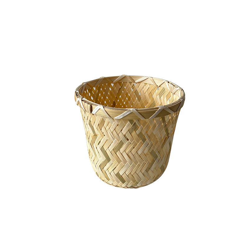 Handcrafted storage basket made of bamboo fiber