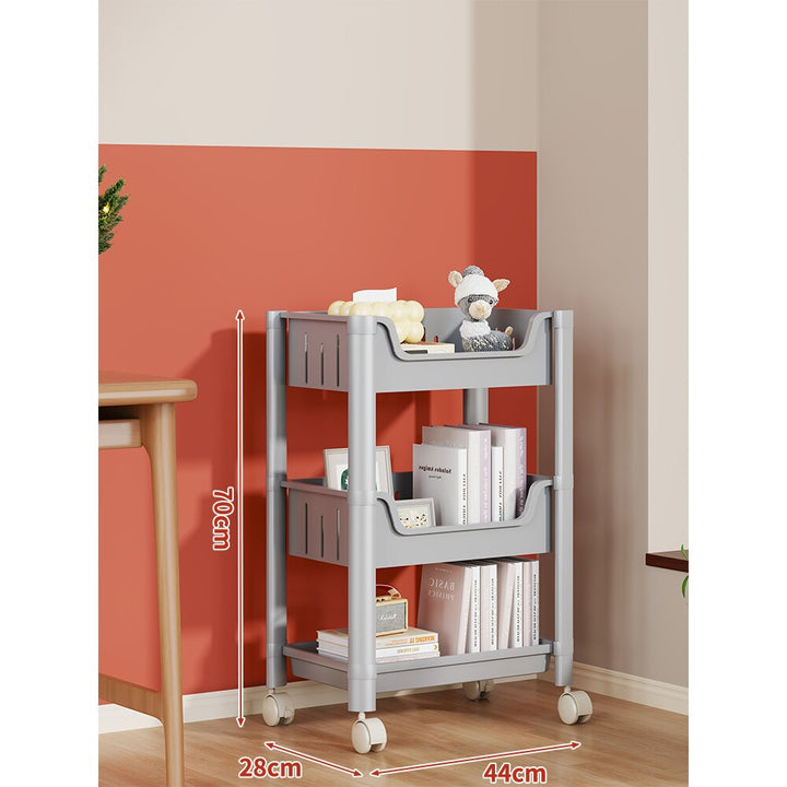 Multi-Tier Mobile Rolling Plastic Storage Organizer Cart with Deep Removable Bins