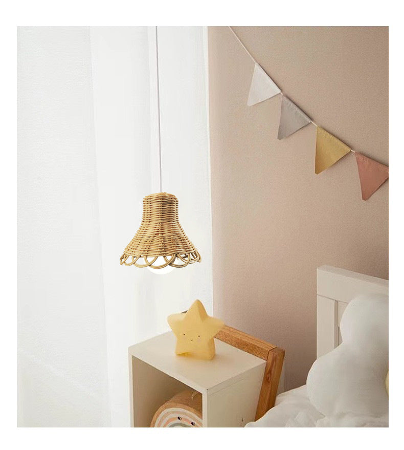 Handmade hanging lamp made of natural material