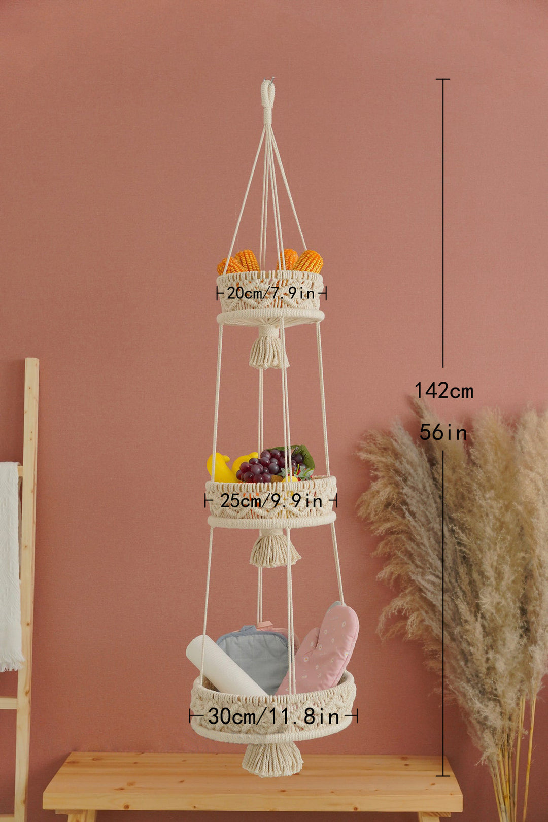 Multi-Tiered Macrame Hanging Storage