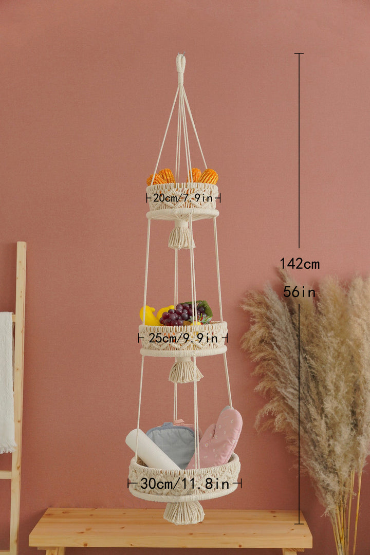 Multi-Tiered Macrame Hanging Storage