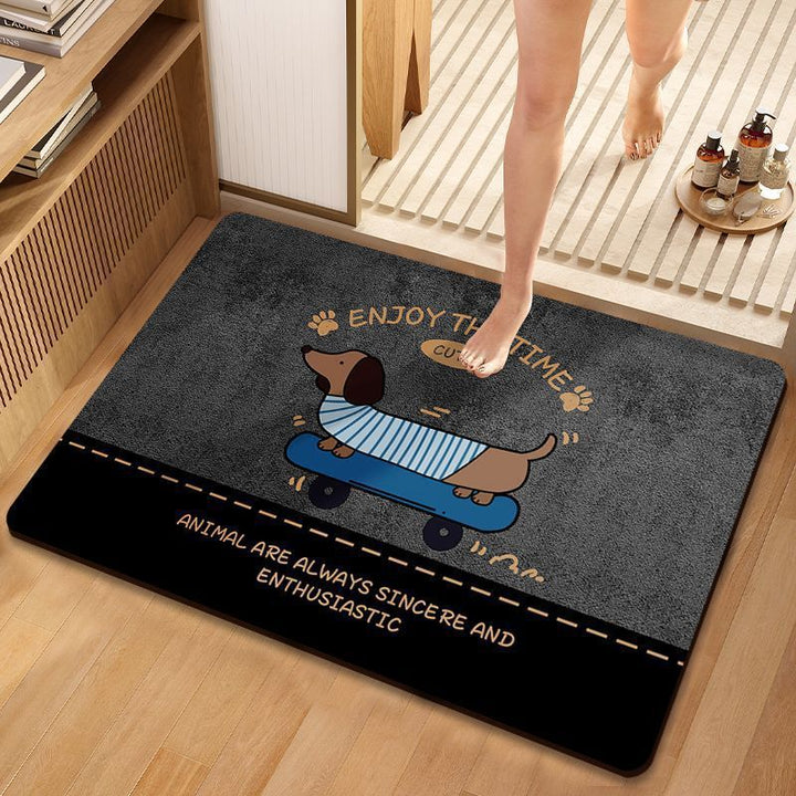 Cartoon Dog-Themed Bath Mat for Bathroom