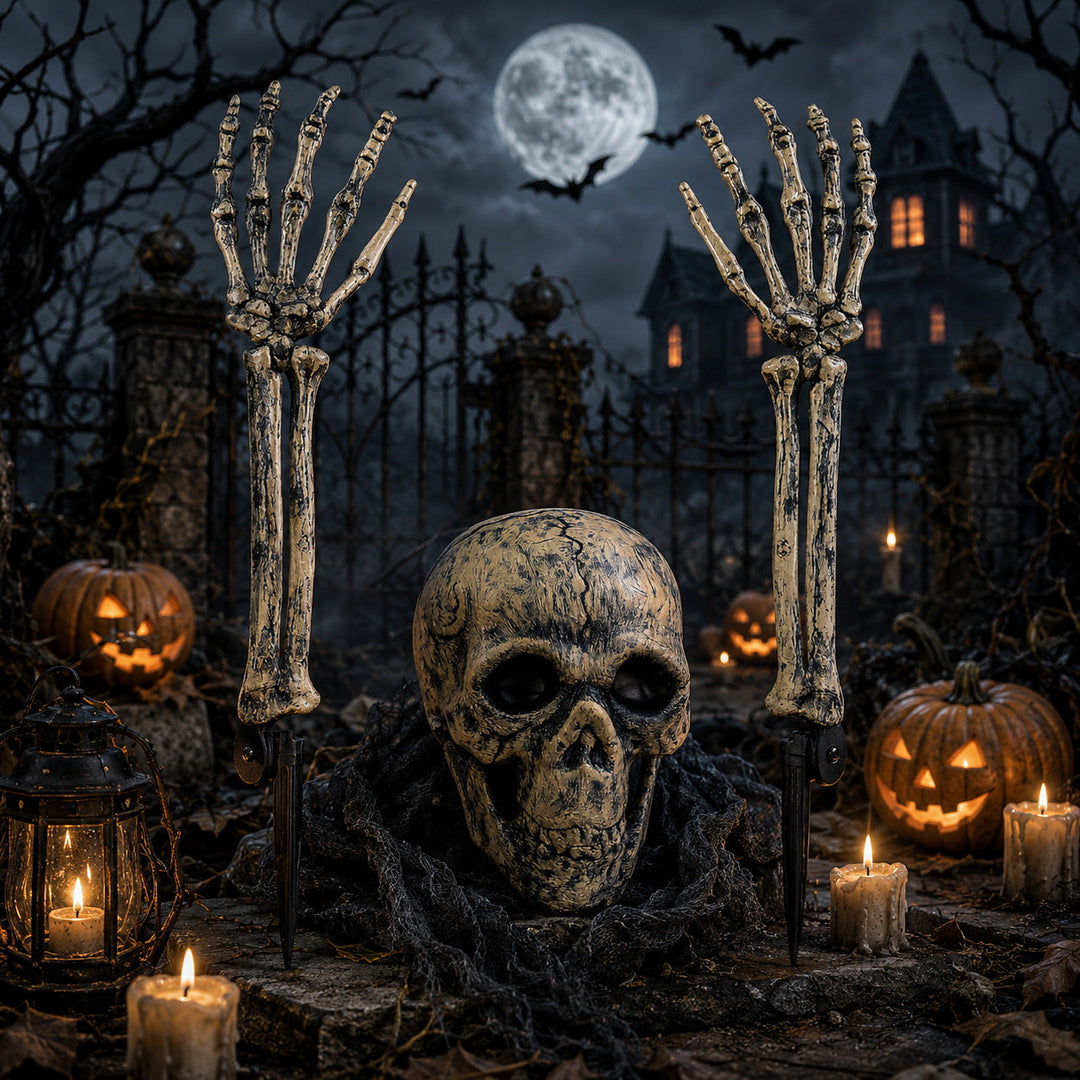 Creepy Halloween decor skeleton tree trunks