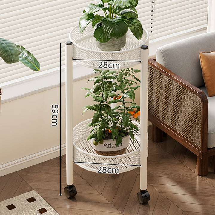 Two-Tier Round Metal Mesh Plant Stand
