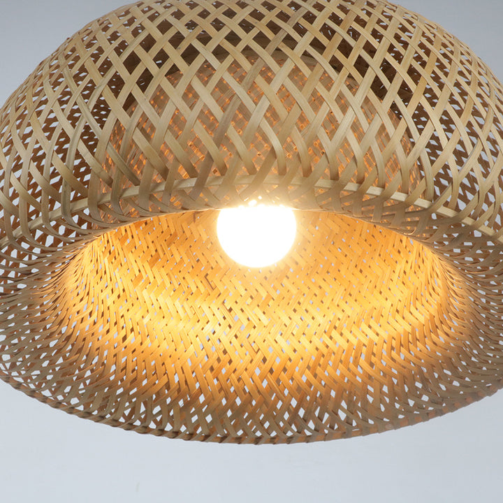 Elegant pendant lamp made of hand-woven rattan