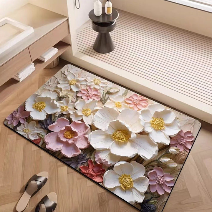 Luxury Textured Floral Bath Mat