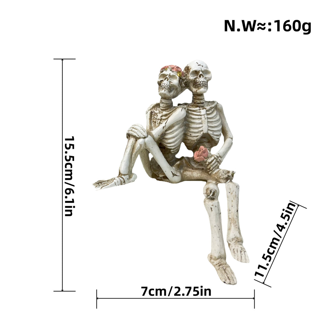 Stylish skeleton figure with top hat and black rose