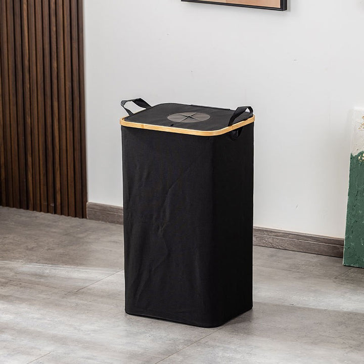 Modern waste separation container with removable inner insert and bamboo lid