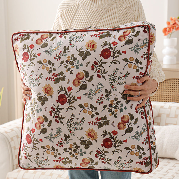 Large decorative seat and floor cushion with floral pattern