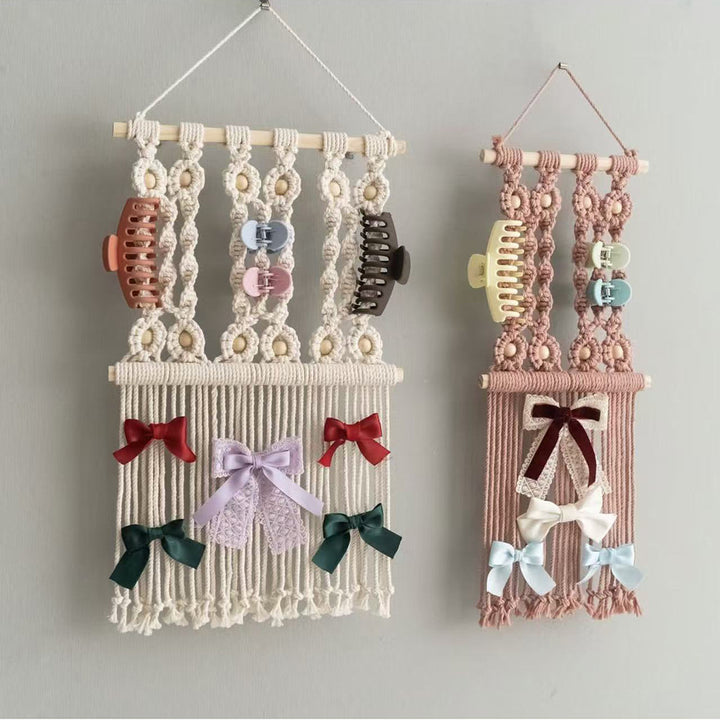 Decorative Macrame Wall Hanging Art with Natural Beaded Detailing