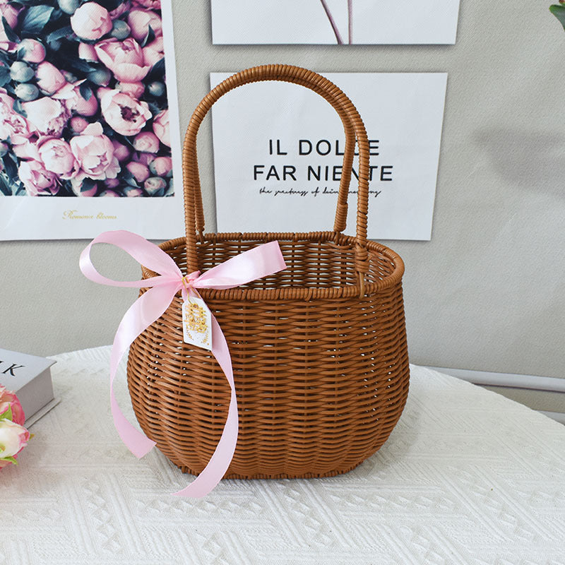 Elegant Handcrafted Rattan Tote Basket