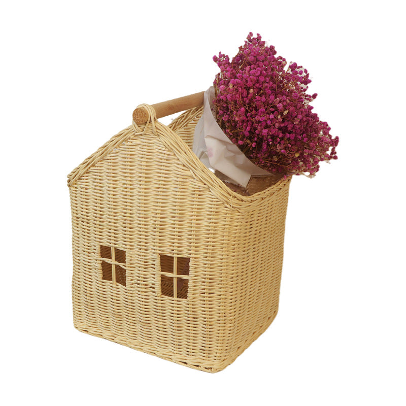 Playful storage basket in the shape of a house