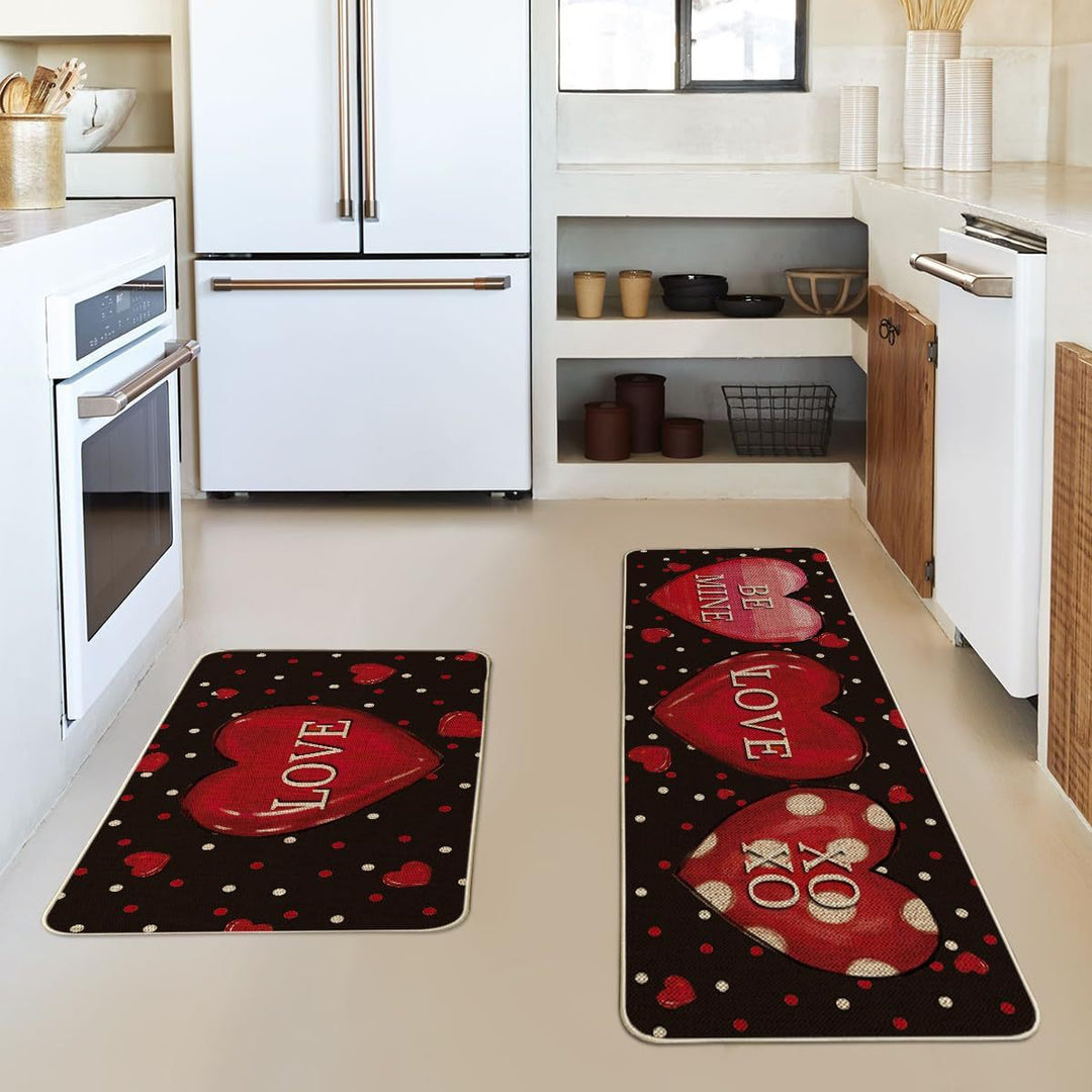 Heart-Themed Kitchen Runner Mat