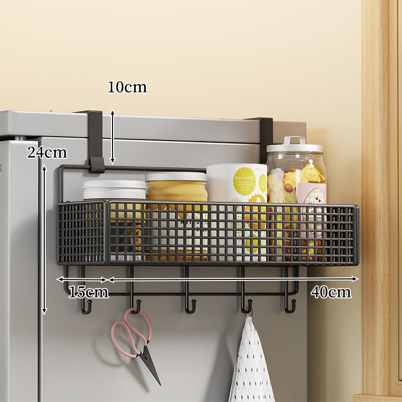 Over-Door Two Tier Metal Mesh Hanging Kitchen Storage Basket Organizer with Hooks
