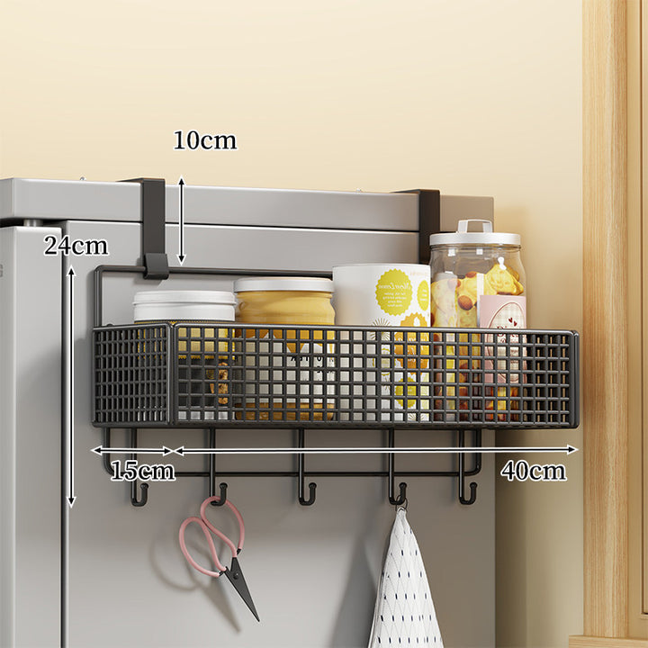 Over-Door Two Tier Metal Mesh Hanging Kitchen Storage Basket Organizer with Hooks