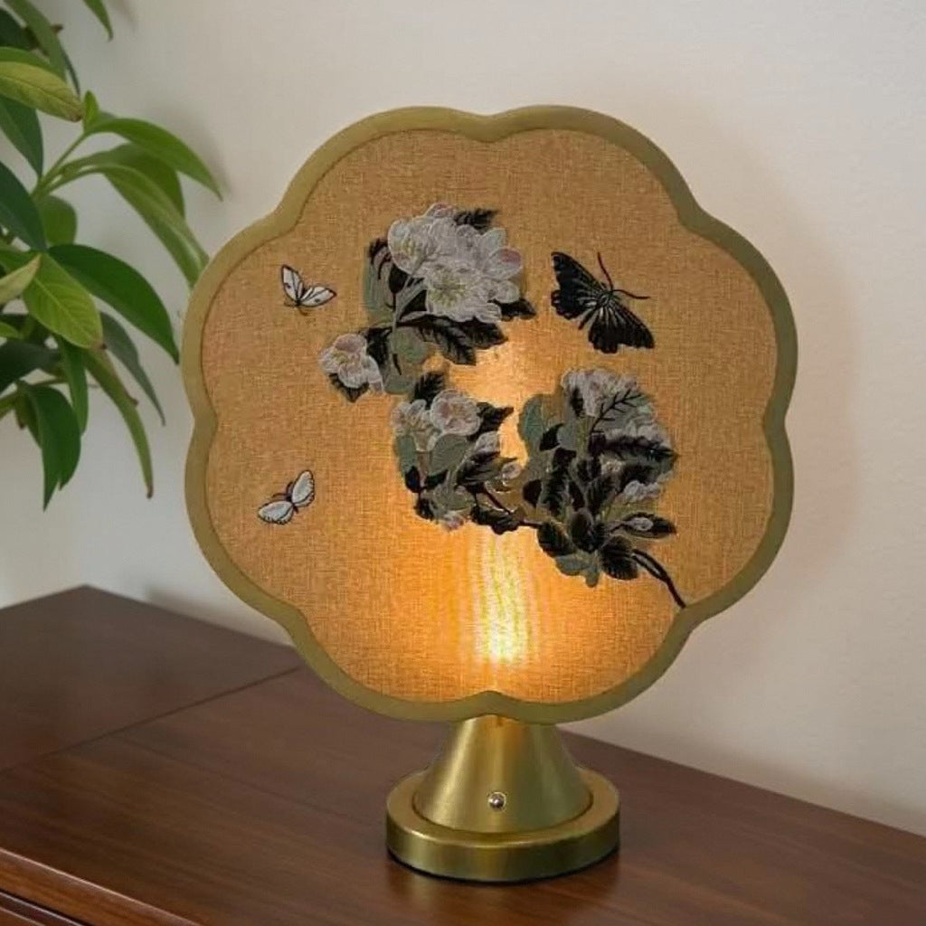 Artistically embroidered table lamp