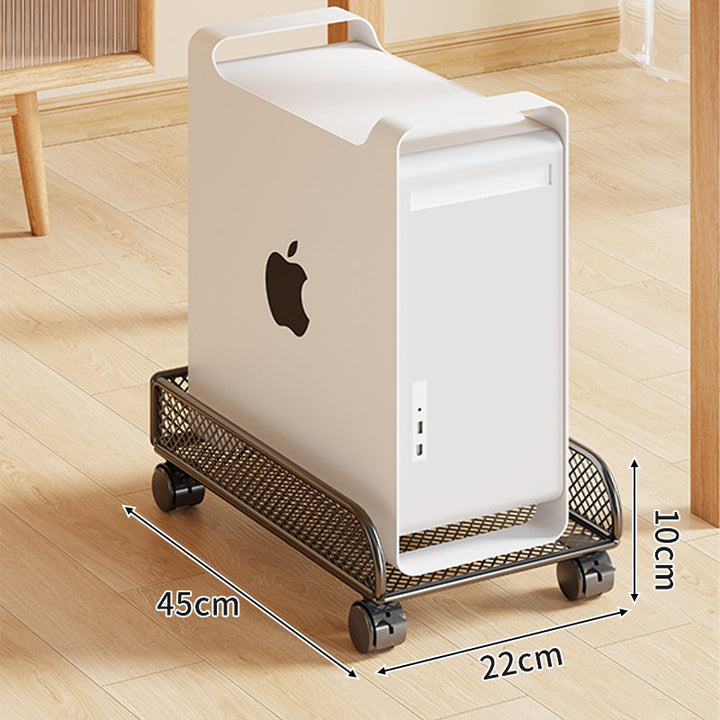 Rolling Mesh CPU Tower Stand with Locking Casters and Ventilated Steel Frame