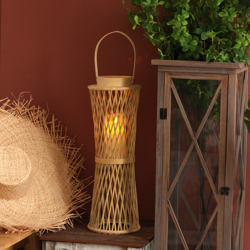 Elegant lamp stand made of woven material