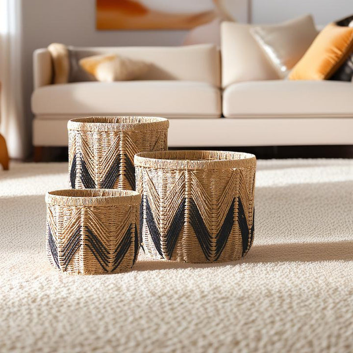 Handwoven storage basket made of natural materials