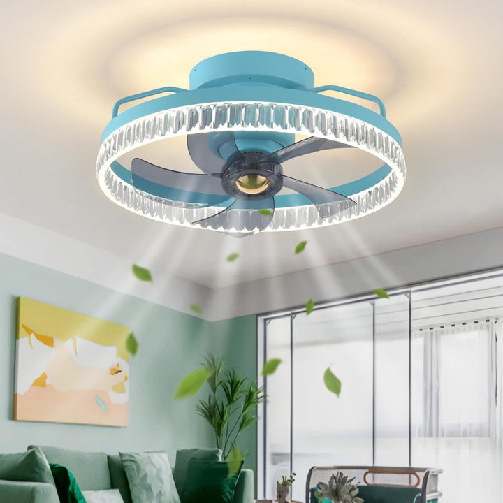 Modern Crystal Ring Ceiling Fan Light Fixture