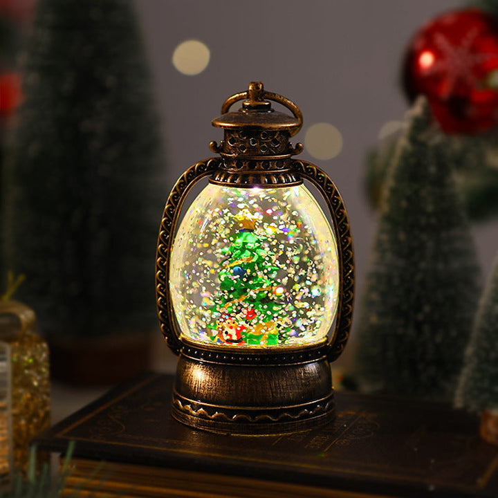 Nostalgic Christmas lantern with snowman scene