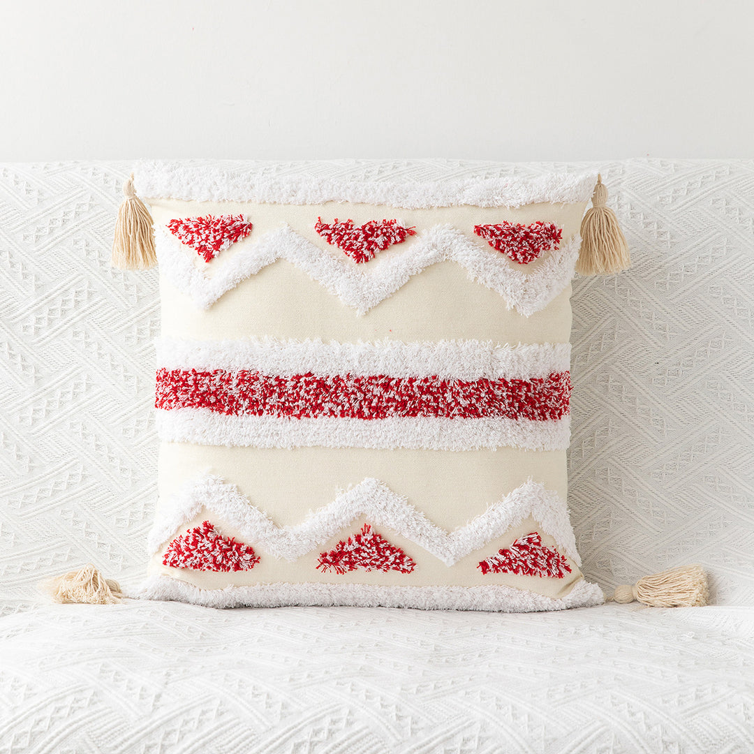 Textured Tassel Accent Throw Pillow
