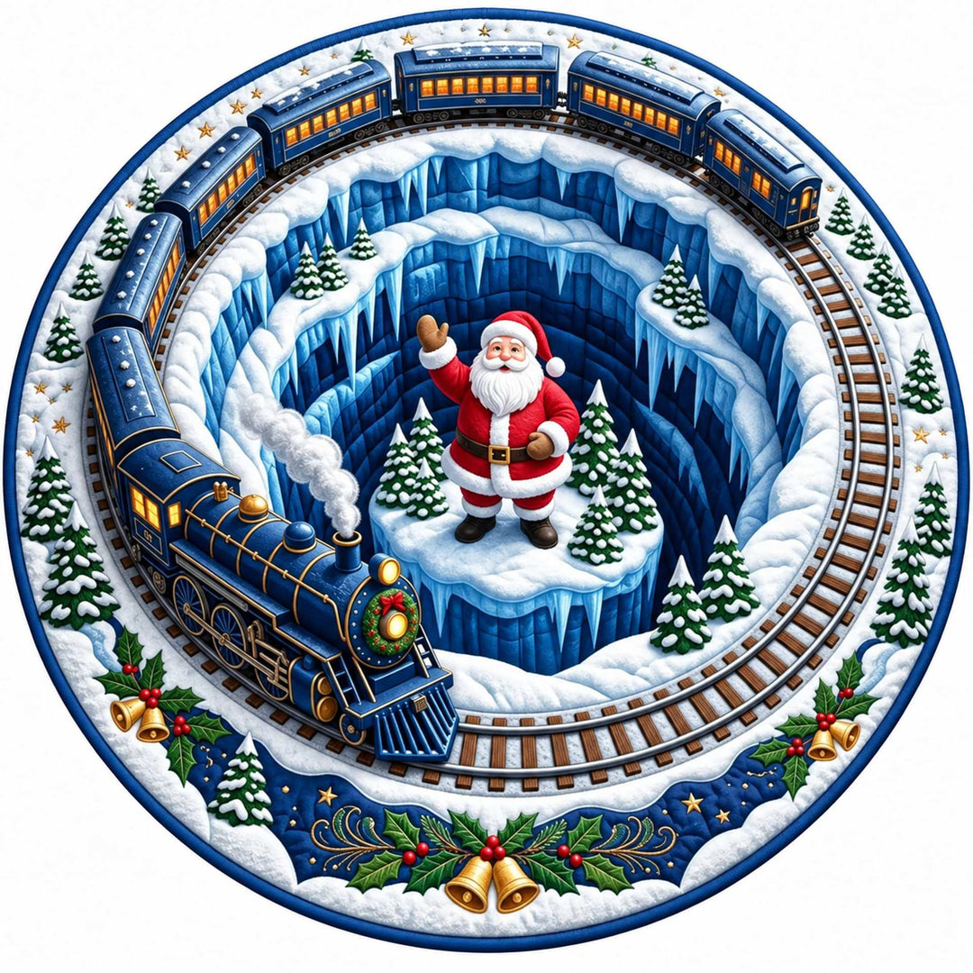 Festive Santa Claus Themed Round Mat for Home