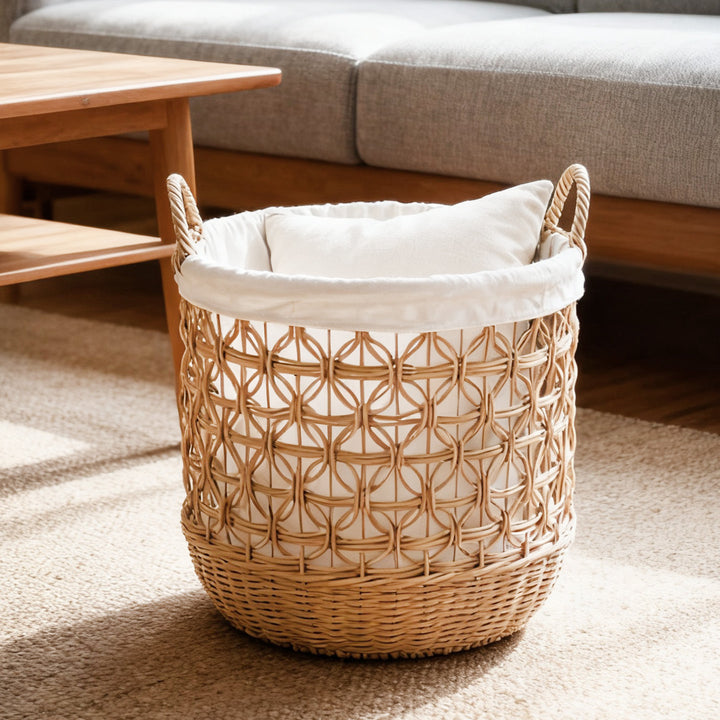 Handwoven storage basket made of natural material