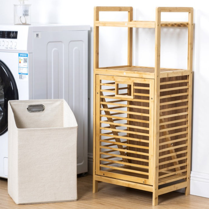 Laundry basket with bamboo frame and fabric insert