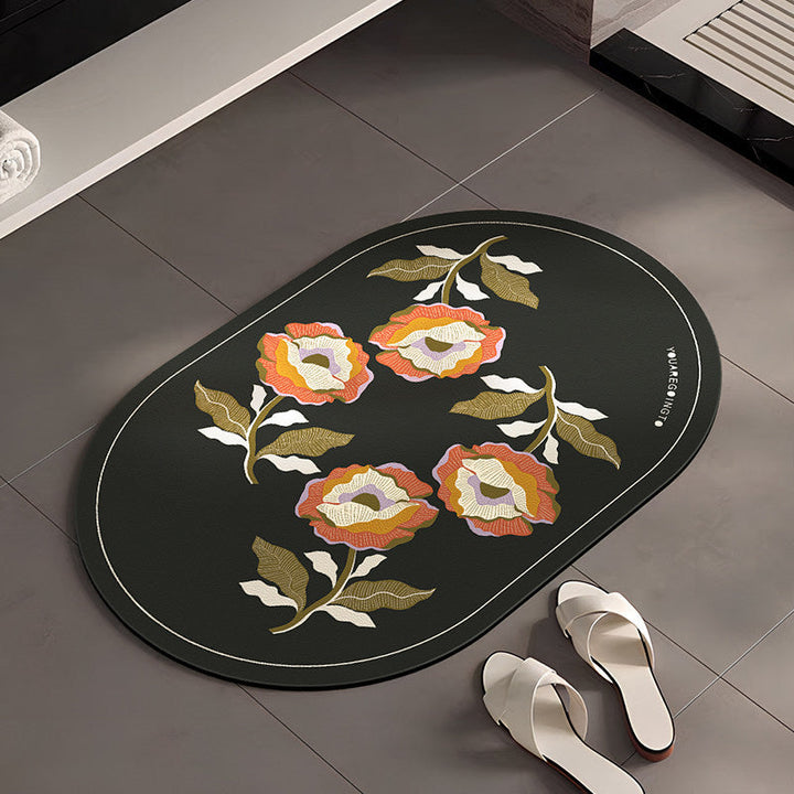 Stylish Floral-Themed Bathroom Mat