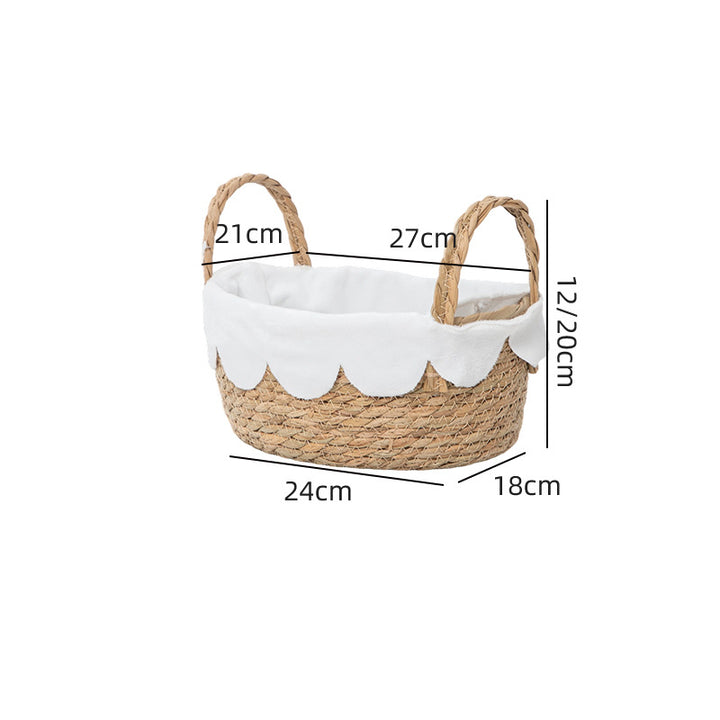 Decorative Woven Storage Basket with Scalloped Edges