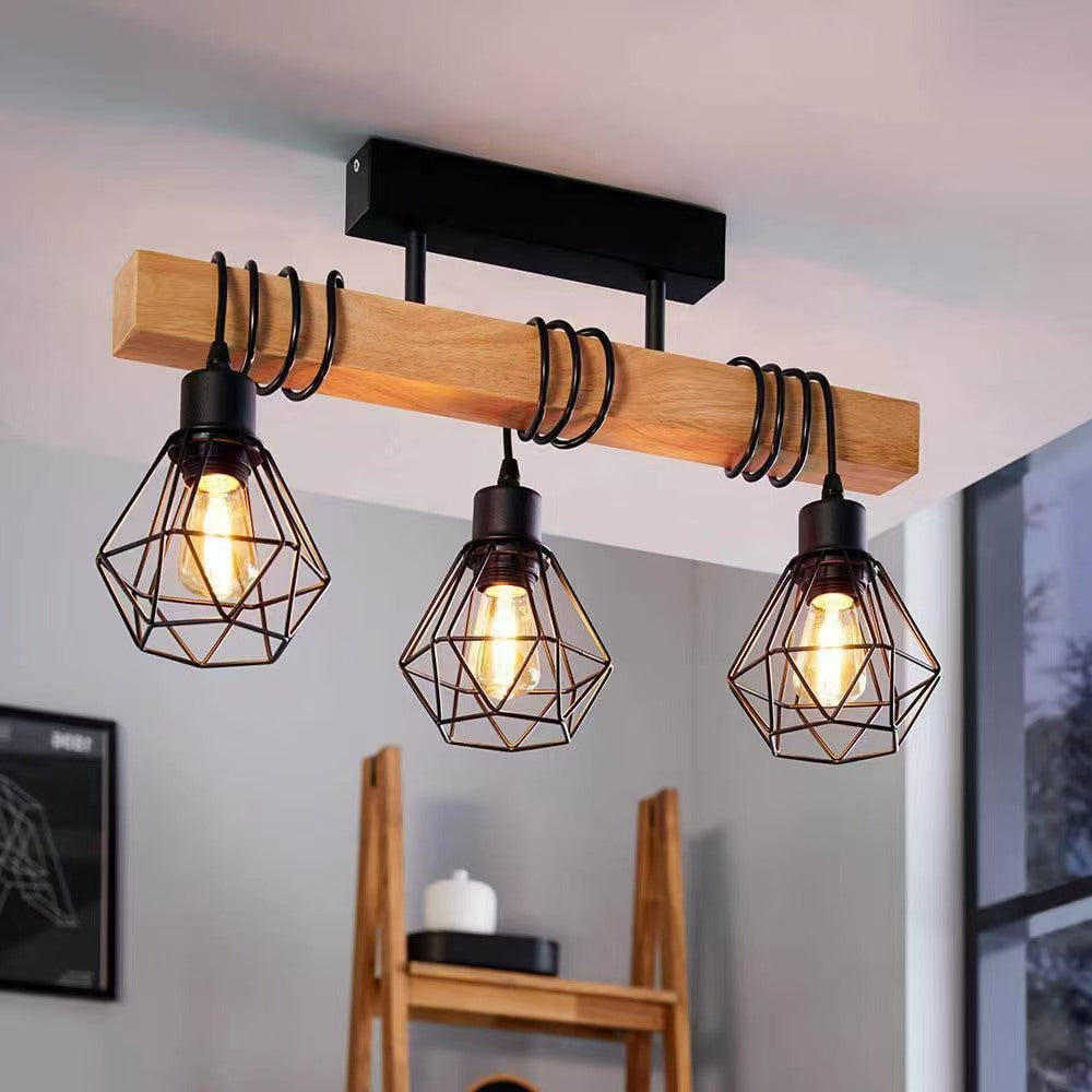 Industrial Three-Arm Ceiling Light