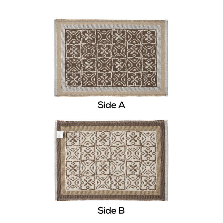 Reversible woven rug runner with ornamental jacquard structure