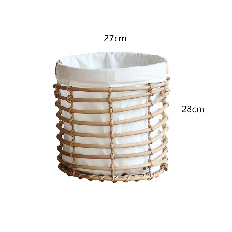 Decorative storage basket with fabric lining