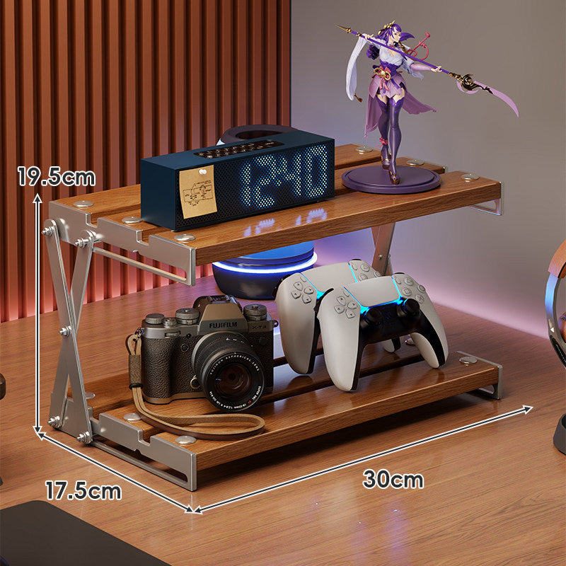 Triple-Tier Wooden Desktop Display & Gaming Controller Organizer