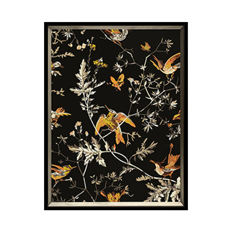 Decorative Framed Bird and Floral Artwork
