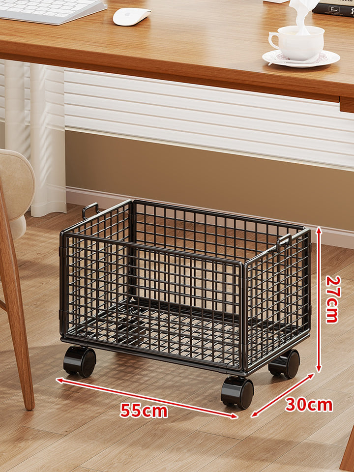 Rolling Wire Mesh Under-Desk Storage Cart with Swivel Casters